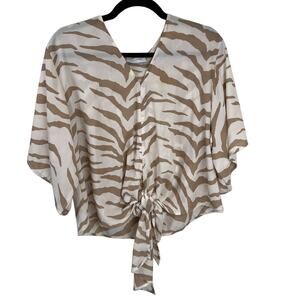 Adrienne Beige and White Top Size Small